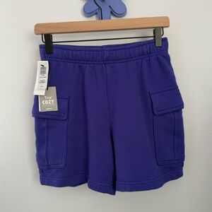 Aritzia TNA XS NEW Cozy Fleece Cargo Shorts Electric Purple Comfy Lounge
